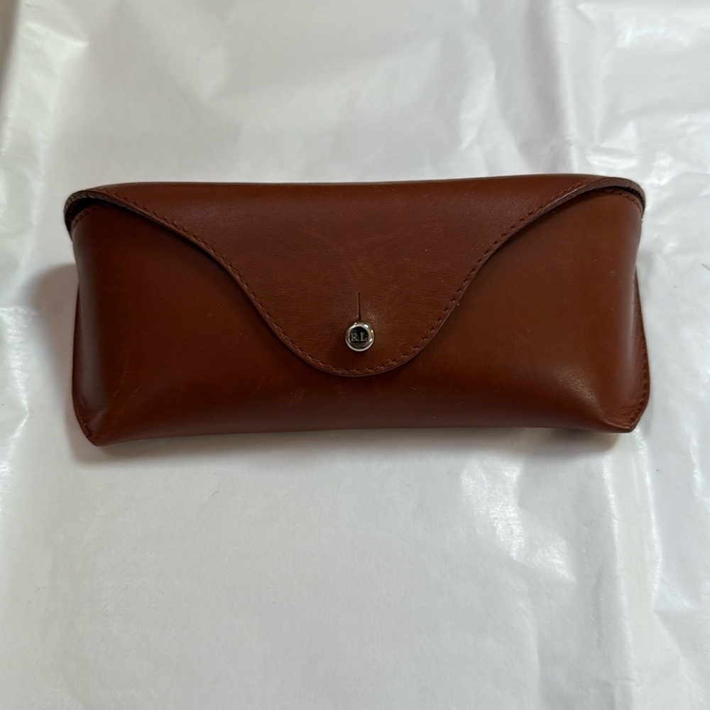 Ralph Lauren Eyeglasses Leather Brown Case Made In Italy